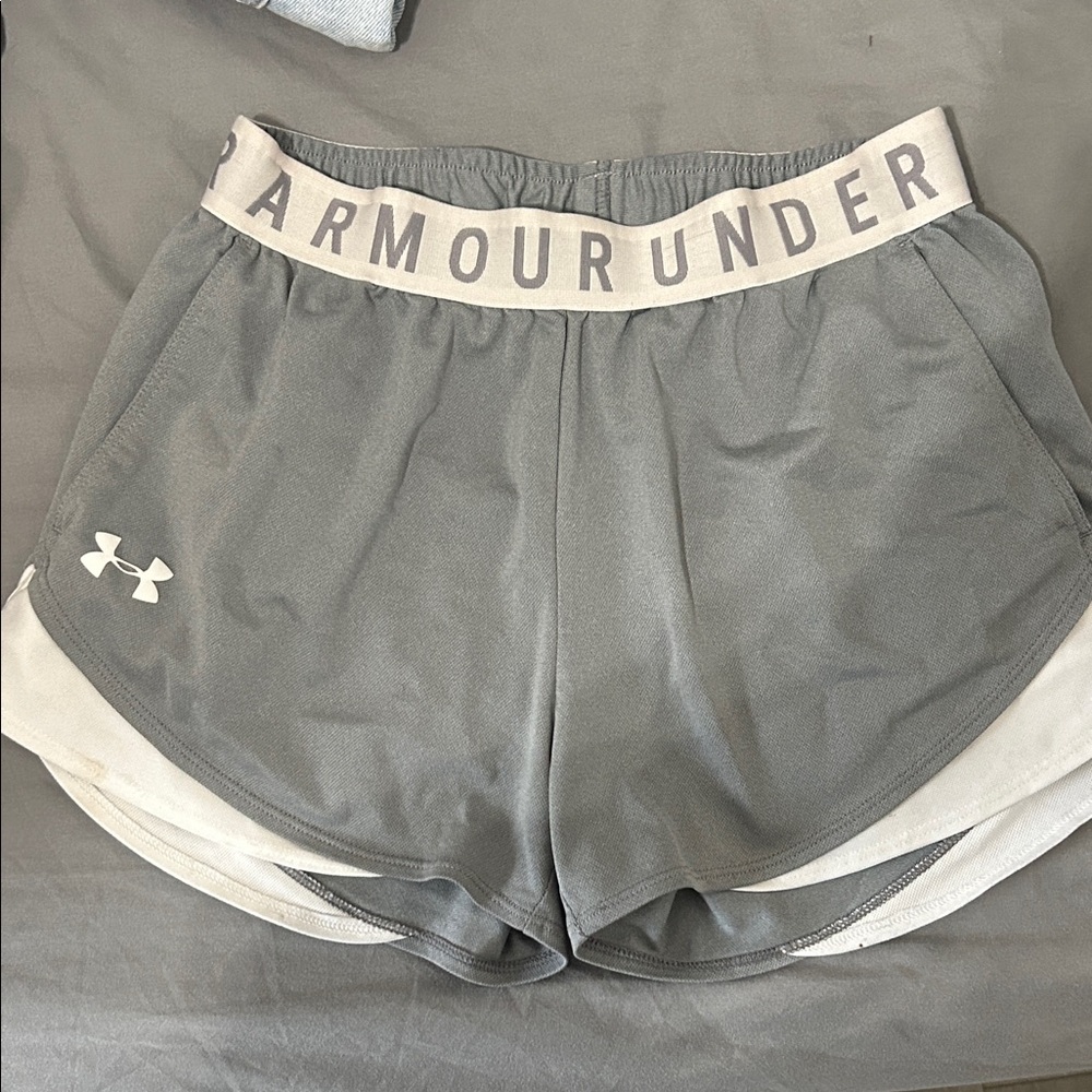 Under Armour Women's Athletic Shorts in Gray and White